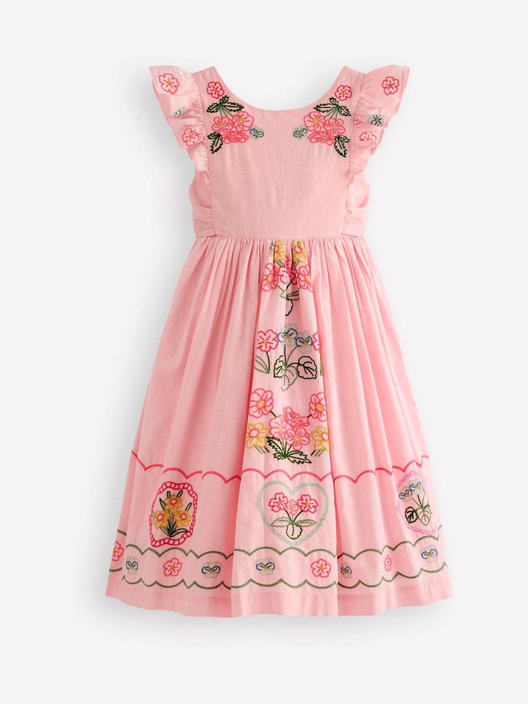 Boden Pink Bow Back Midi Dress - Image 1 of 3