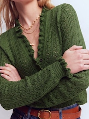 Boden Green Eloise Frill Henley Jumper - Image 4 of 6