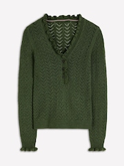 Boden Green Eloise Frill Henley Jumper - Image 5 of 6
