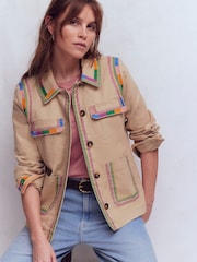 Boden Brown Embroidered Utility Jacket - Image 1 of 5