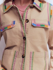 Boden Brown Embroidered Utility Jacket - Image 2 of 5