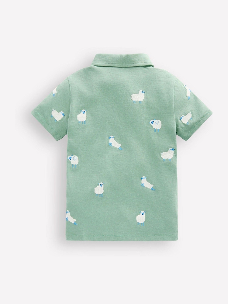 Boden Green Embroidered Slub Polo Shirt - Image 2 of 3 Boden Green Embroidered Slub Polo Shirt - Image 2 of 3