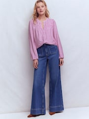 Boden Purple Mya Smocked Jersey Shirt - Image 5 of 6