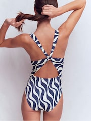 Boden Blue Mykonos Deep V Swimsuit - Image 3 of 6
