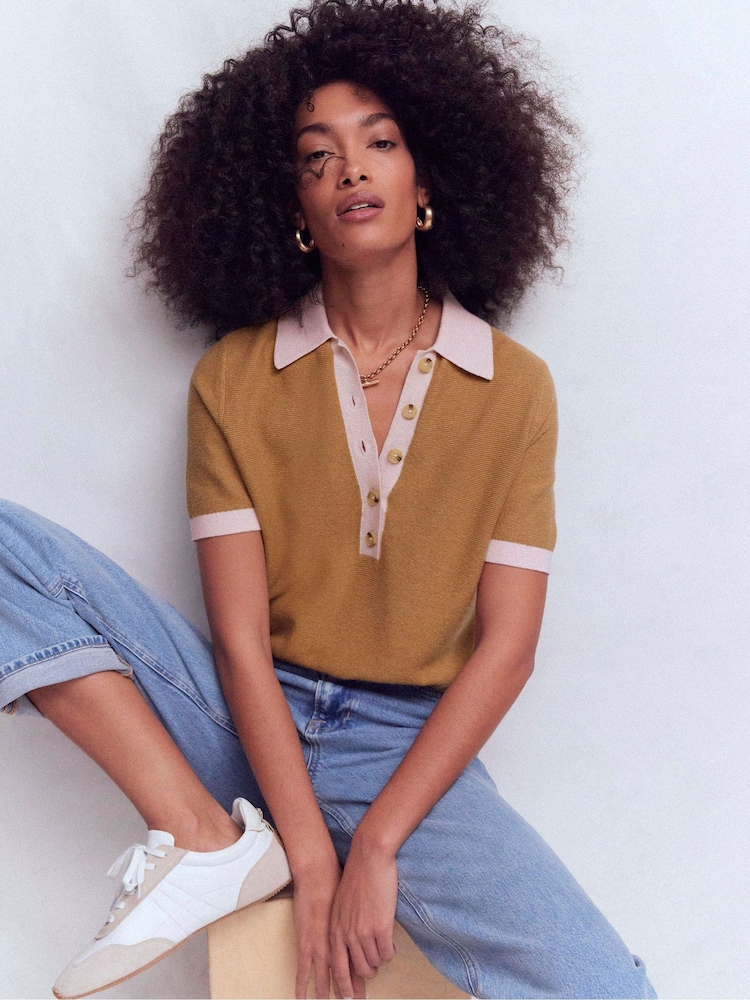 Boden Brown Grace Colour Block T-Shirt - Image 1 of 7 Boden Brown Grace Colour Block T-Shirt - Image 1 of 7