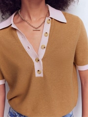 Boden Brown Grace Colour Block T-Shirt - Image 2 of 7