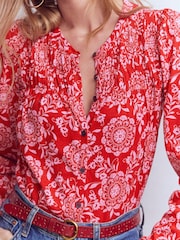 Boden Red Mya Smocked Jersey Shirt - Image 2 of 5