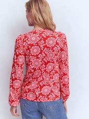 Boden Red Mya Smocked Jersey Shirt - Image 3 of 5