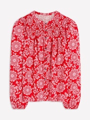 Boden Red Mya Smocked Jersey Shirt - Image 5 of 5