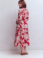 Boden Red Ava Linen Blend Midi Dress - Image 3 of 5