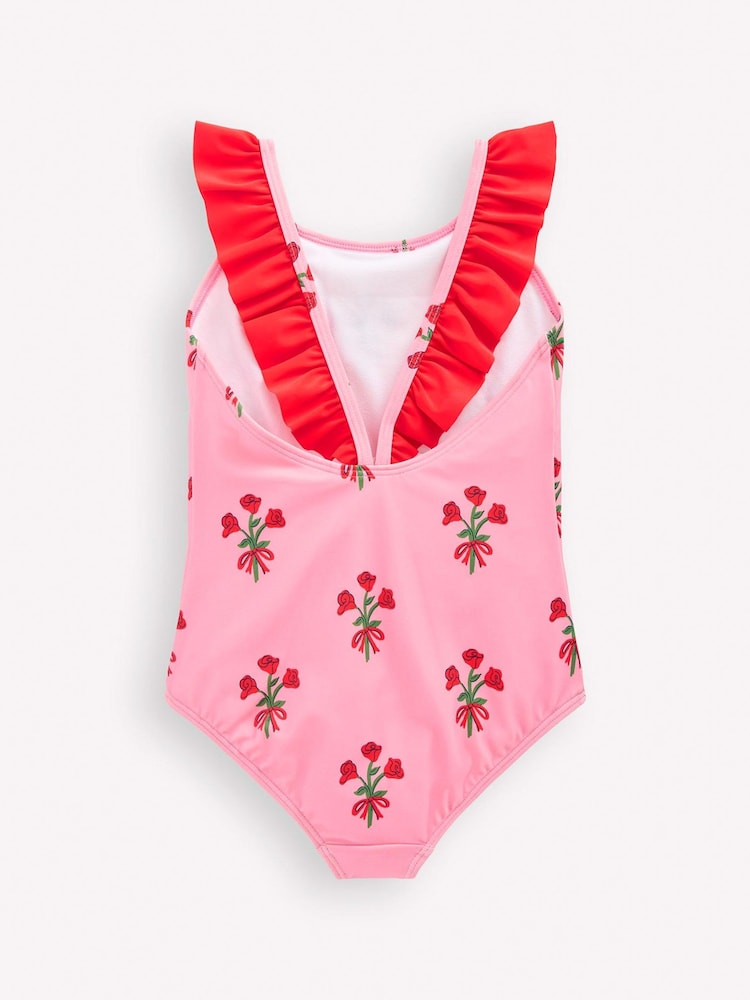 Boden Pink Hallie Frill Strap Swimsuit - Image 2 of 3