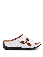 Pavers White Leather Wedge-Heeled Mules - Image 1 of 5