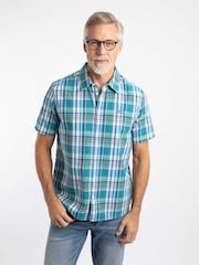 Weird Fish Blue Judd Short Sleeve Check Shirt - Image 1 of 6