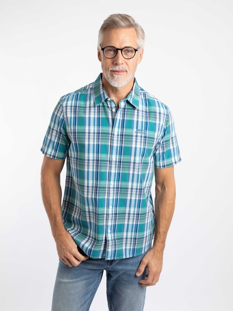 Weird Fish Blue Judd Short Sleeve Check Shirt - Image 1 of 6