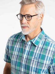 Weird Fish Blue Judd Short Sleeve Check Shirt - Image 4 of 6