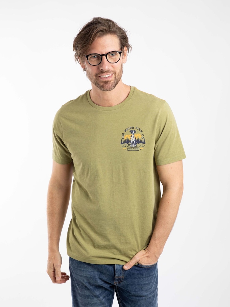 Weird Fish Green Dog Trails Back Print Graphic T-Shirt - Image 1 of 6