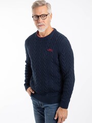 Weird Fish Blue Griffen Cable Knit Jumper - Image 1 of 6