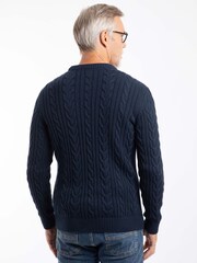 Weird Fish Blue Griffen Cable Knit Jumper - Image 3 of 6
