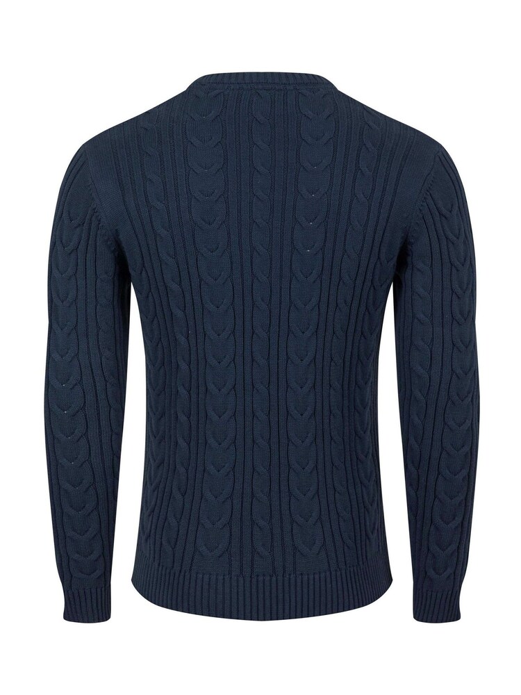 Weird Fish Blue Griffen Cable Knit Jumper - Image 6 of 6 Weird Fish Blue Griffen Cable Knit Jumper - Image 6 of 6