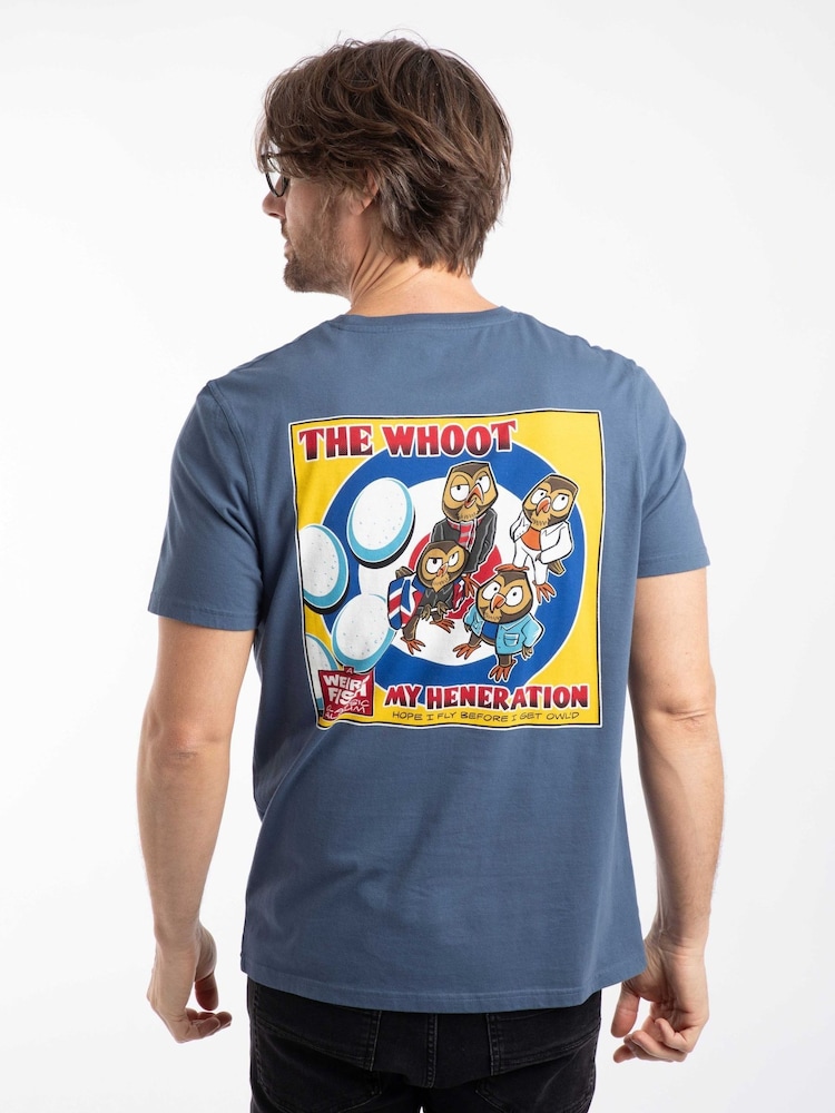 Weird Fish Blue The Whoot Back Print Artist T-Shirt - Image 2 of 6