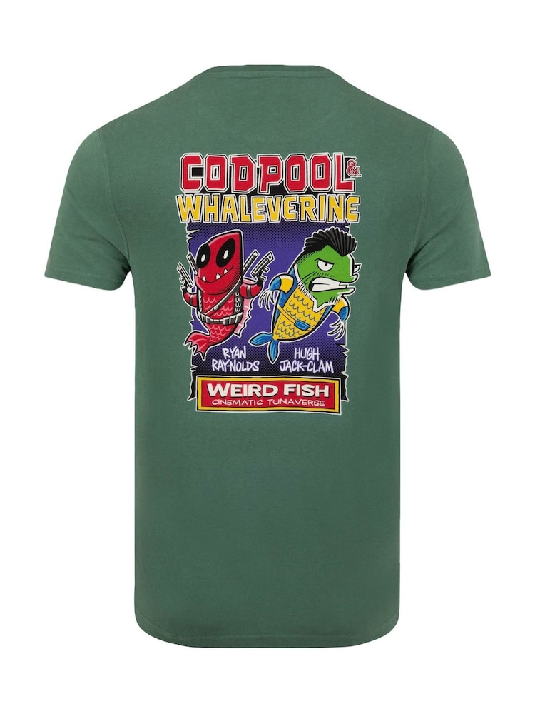 Weird Fish Green Codpool Back Print Artist T-Shirt - Image 6 of 6