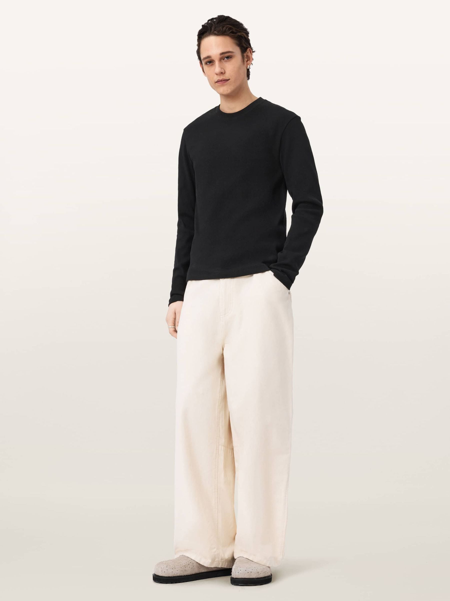 Buy AllSaints Black Theo Long Sleeve Crew Neck T-Shirt from Next USA