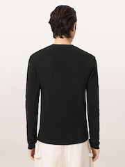 AllSaints Black Theo Long Sleeve Crew Neck T-Shirt - Image 4 of 6