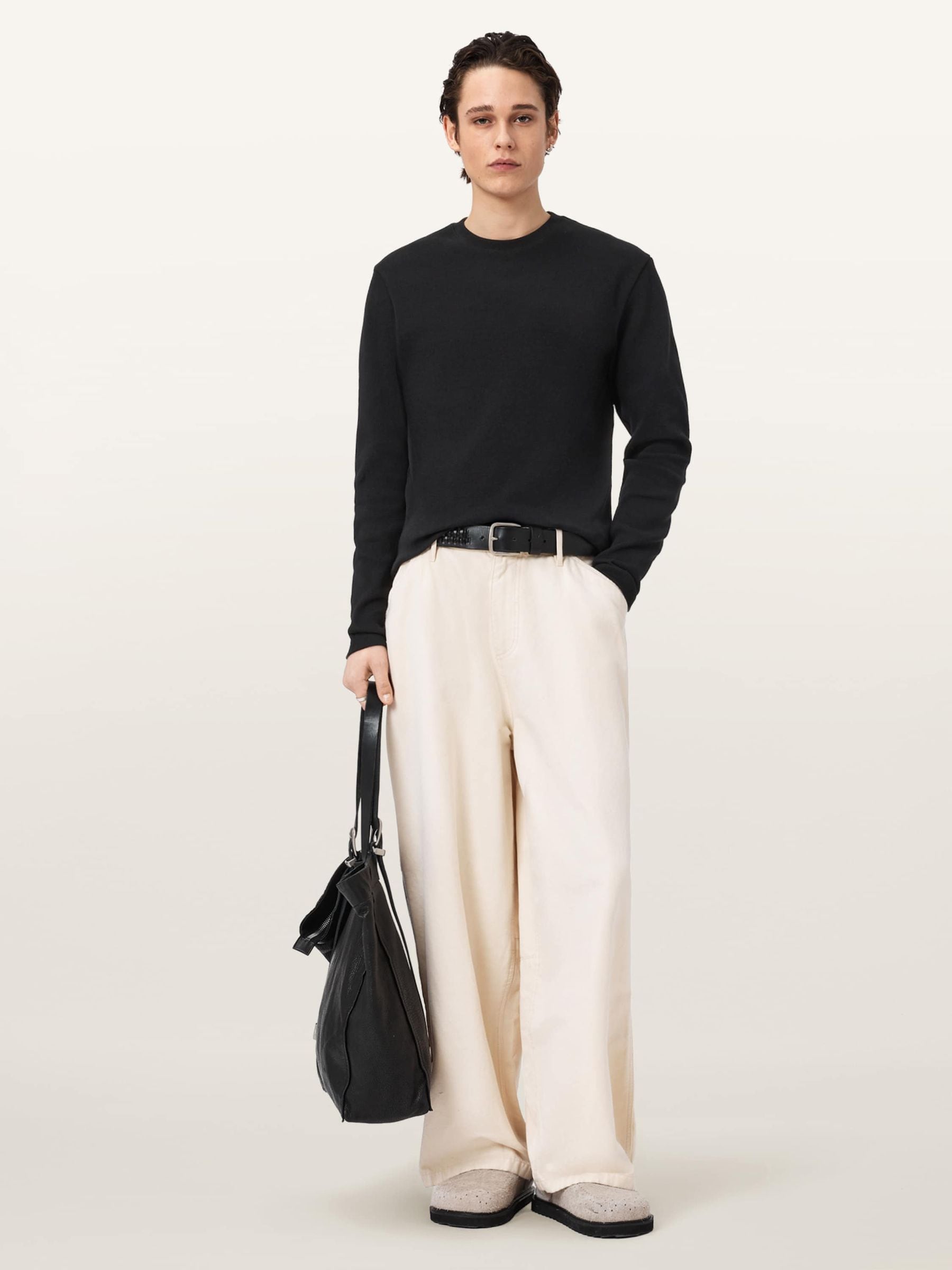 Buy AllSaints Black Theo Long Sleeve Crew Neck T-Shirt from Next USA