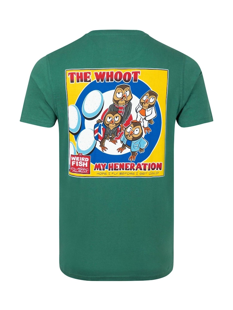 Weird Fish Green The Whoot Back Print Artist T-Shirt - Image 6 of 6