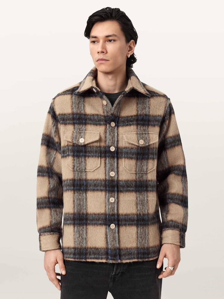 AllSaints Cream Mogamy Long Sleeve Shirt - Image 1 of 7