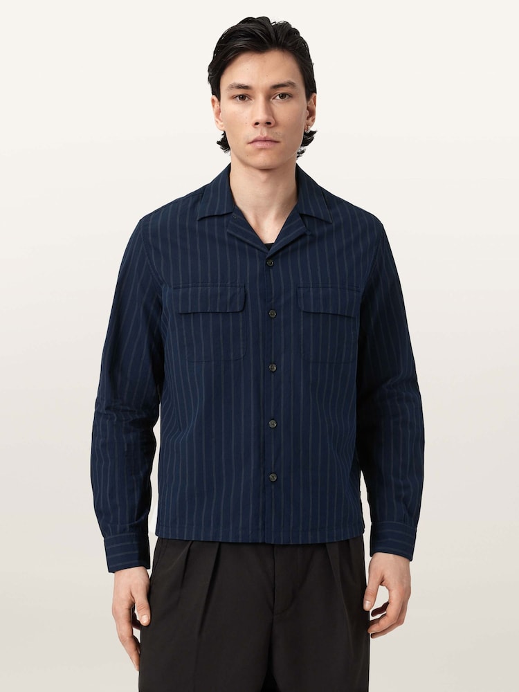 AllSaints Blue Stanley Long Sleeve Shirt - Image 1 of 7