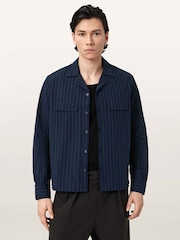 AllSaints Blue Stanley Long Sleeve Shirt - Image 3 of 7