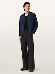 AllSaints Blue Stanley Long Sleeve Shirt - Image 4 of 7