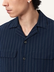 AllSaints Blue Stanley Long Sleeve Shirt - Image 6 of 7