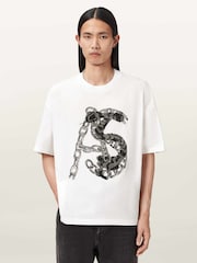 AllSaints White Scale Short Sleeve Crew Neck T-Shirt - Image 1 of 6