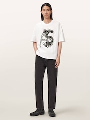 AllSaints White Scale Short Sleeve Crew Neck T-Shirt - Image 3 of 6