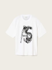 AllSaints White Scale Short Sleeve Crew Neck T-Shirt - Image 5 of 6
