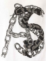 AllSaints White Scale Short Sleeve Crew Neck T-Shirt - Image 6 of 6