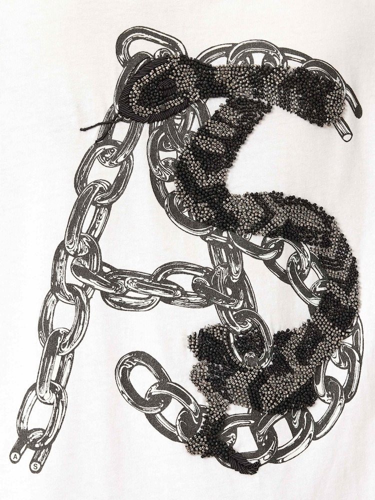 AllSaints White Scale Short Sleeve Crew Neck T-Shirt - Image 6 of 6