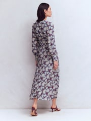 Boden Blue V-Neck Blouson Sleeve Dress - Image 3 of 6