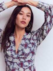 Boden Blue V-Neck Blouson Sleeve Dress - Image 5 of 6