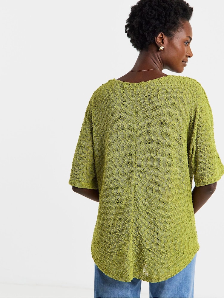 JD Williams Boucle Yarn V-Neck Short Sleeve Top - Imaginea 2 din 4