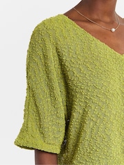 JD Williams Boucle Yarn V-Neck Short Sleeve Top - Imaginea 3 din 4