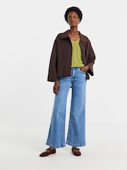 JD Williams Boucle Yarn V-Neck Short Sleeve Top - Imaginea 4 din 4