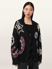 AllSaints Black Hester Cardigan - Image 1 of 6