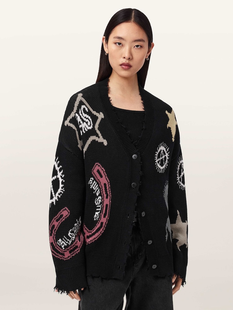 AllSaints Black Hester Cardigan - Image 1 of 6