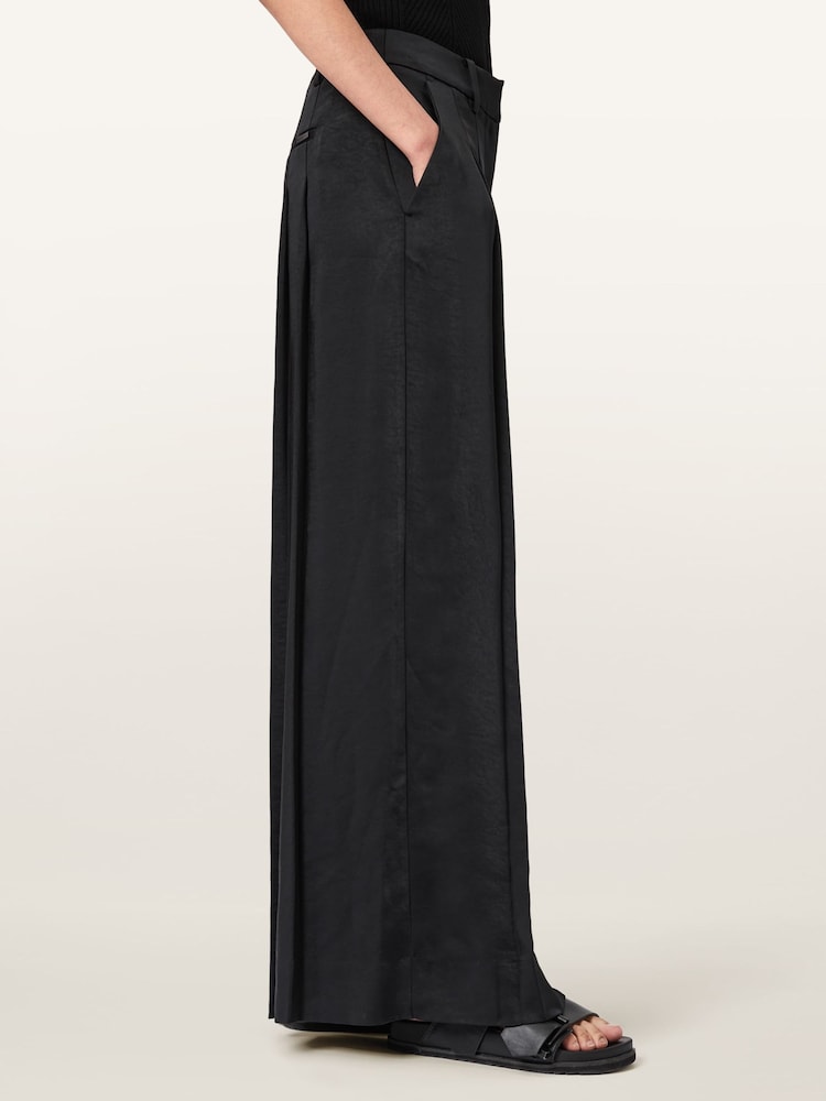 AllSaints Black Poppy Satin Trousers - Image 2 of 9