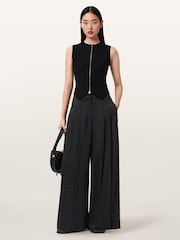 AllSaints Black Poppy Satin Trousers - Image 6 of 9