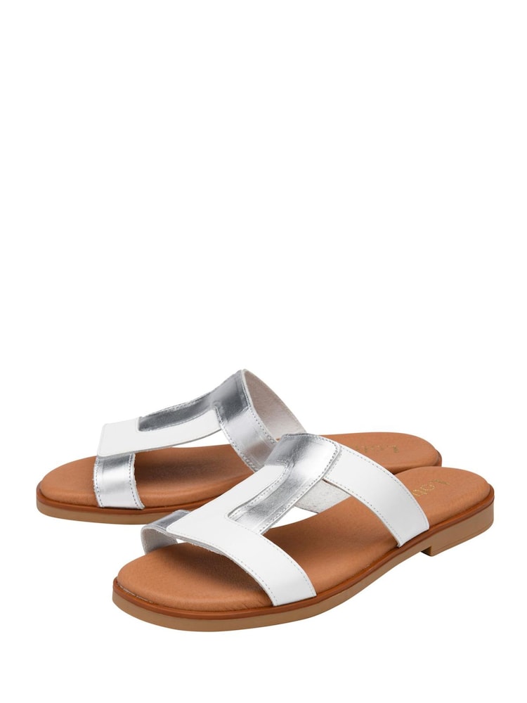 Lotus White Leather Mule Sandals - Image 2 of 4 Lotus White Leather Mule Sandals - Image 2 of 4