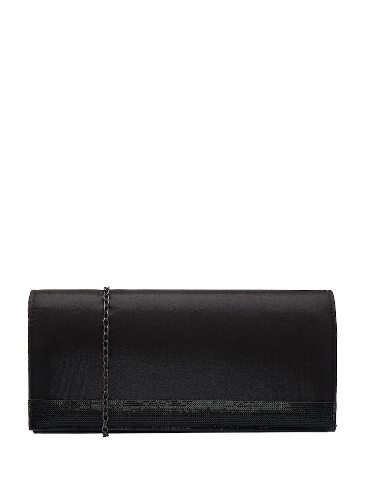 Lotus Black Clutch Bag with Chain - Image 1 of 4 Lotus Black Clutch Bag with Chain - Image 1 of 4